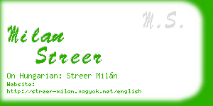 milan streer business card